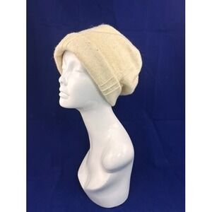 Vintage 1970s Cream Wool Cap, Made in Britain Slouchy Beret Style Hat